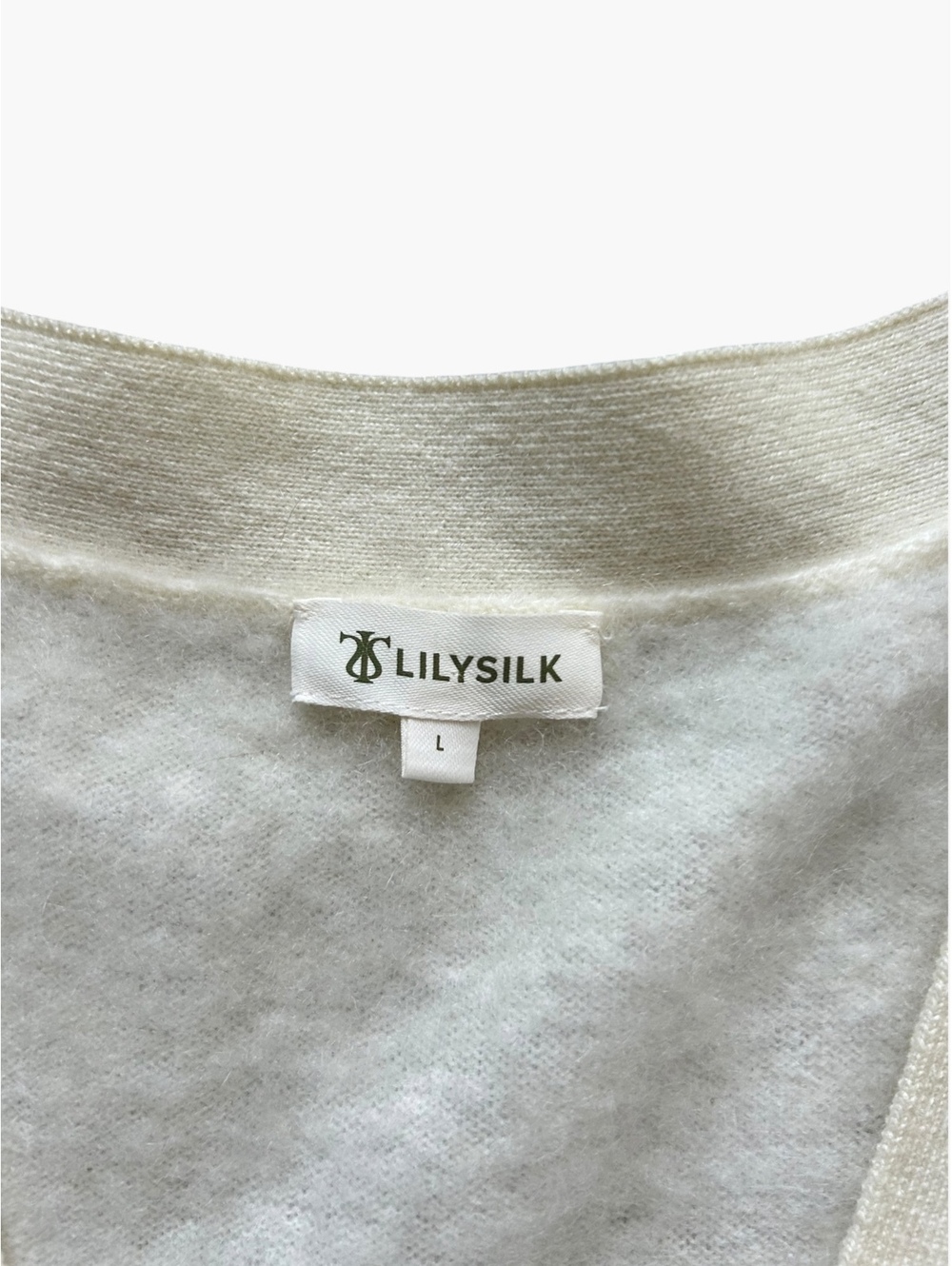 LILYSILK Hestia 100% Brushed Cashmere Cardigan Ivory Cream Women’s L - Picture 5 of 11